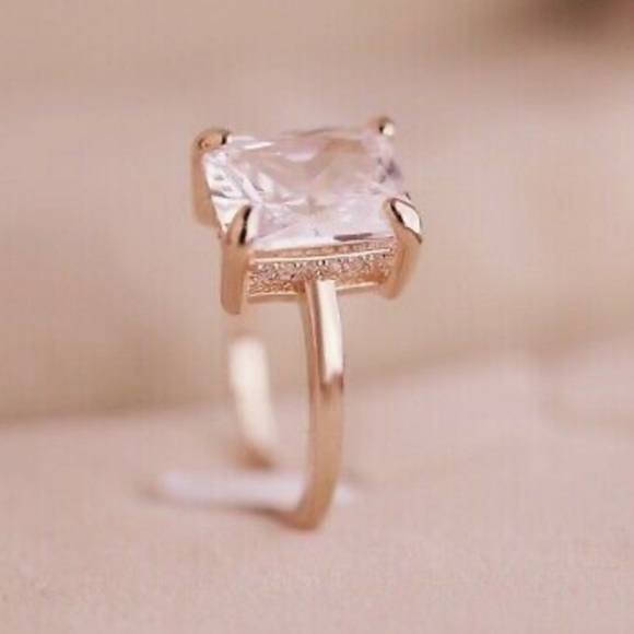 NEW Emerald Cut 14k Rose Gold Plated Ring - Picture 3 of 5